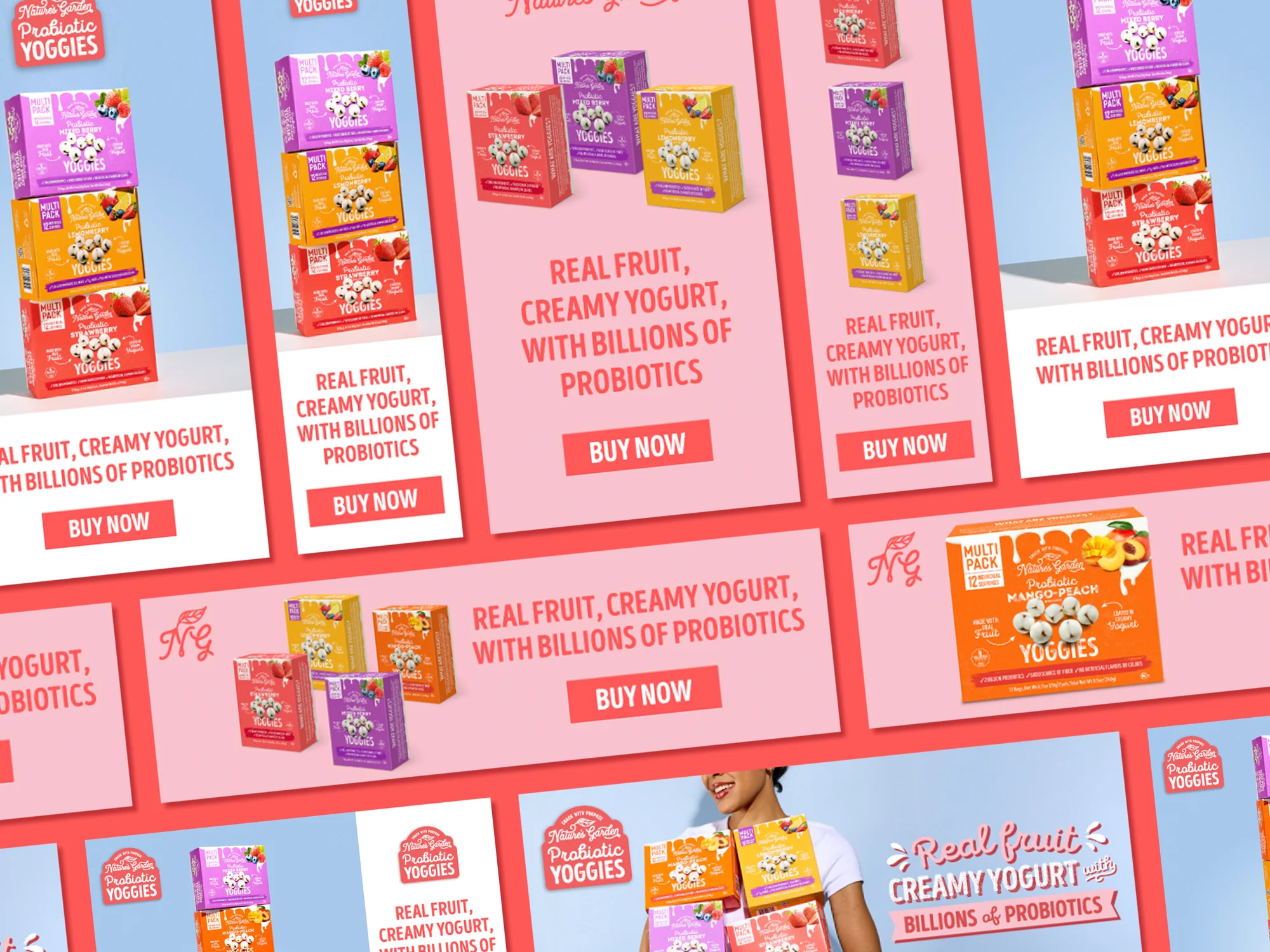 Digital Banner Ads for Probiotic Yogurt Snack Brand