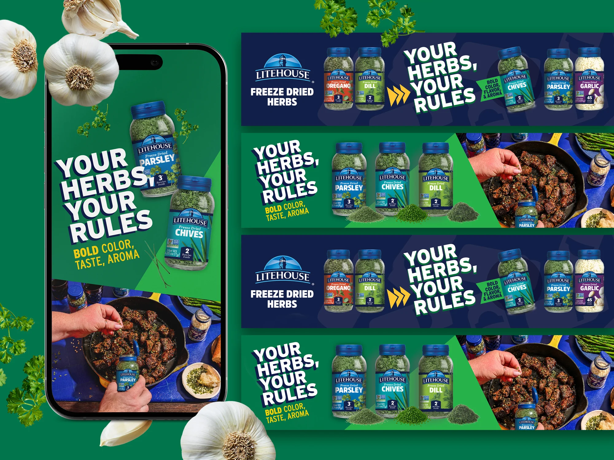 Digital Ad Suite for Freeze-Dried Herb Brand