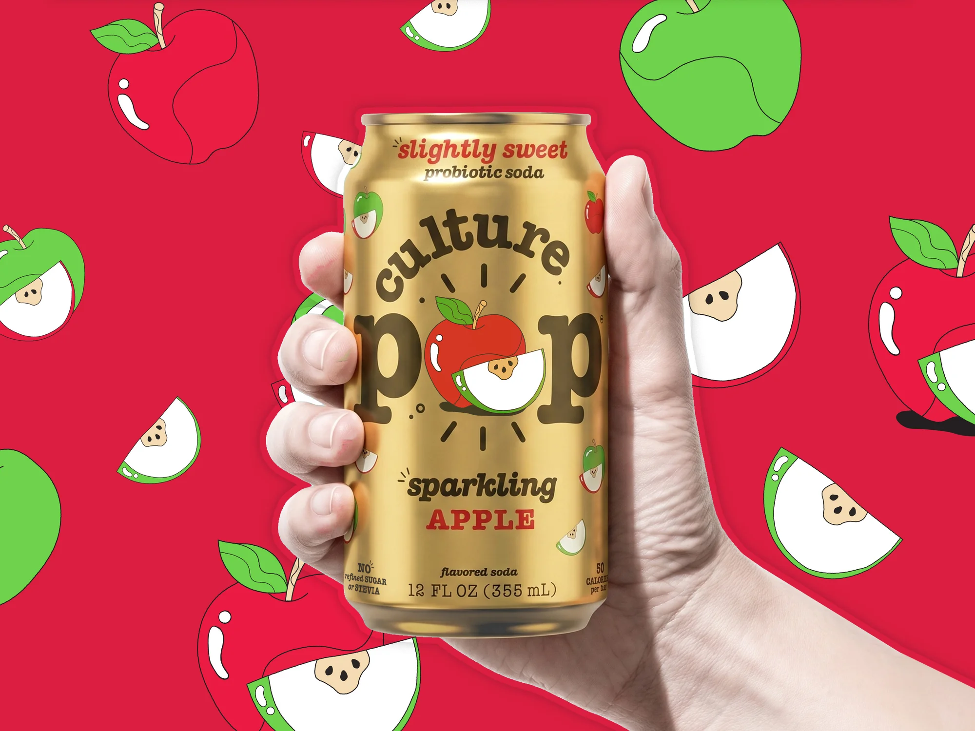 Limited Edition Apple Can for Probiotic Soda Brand