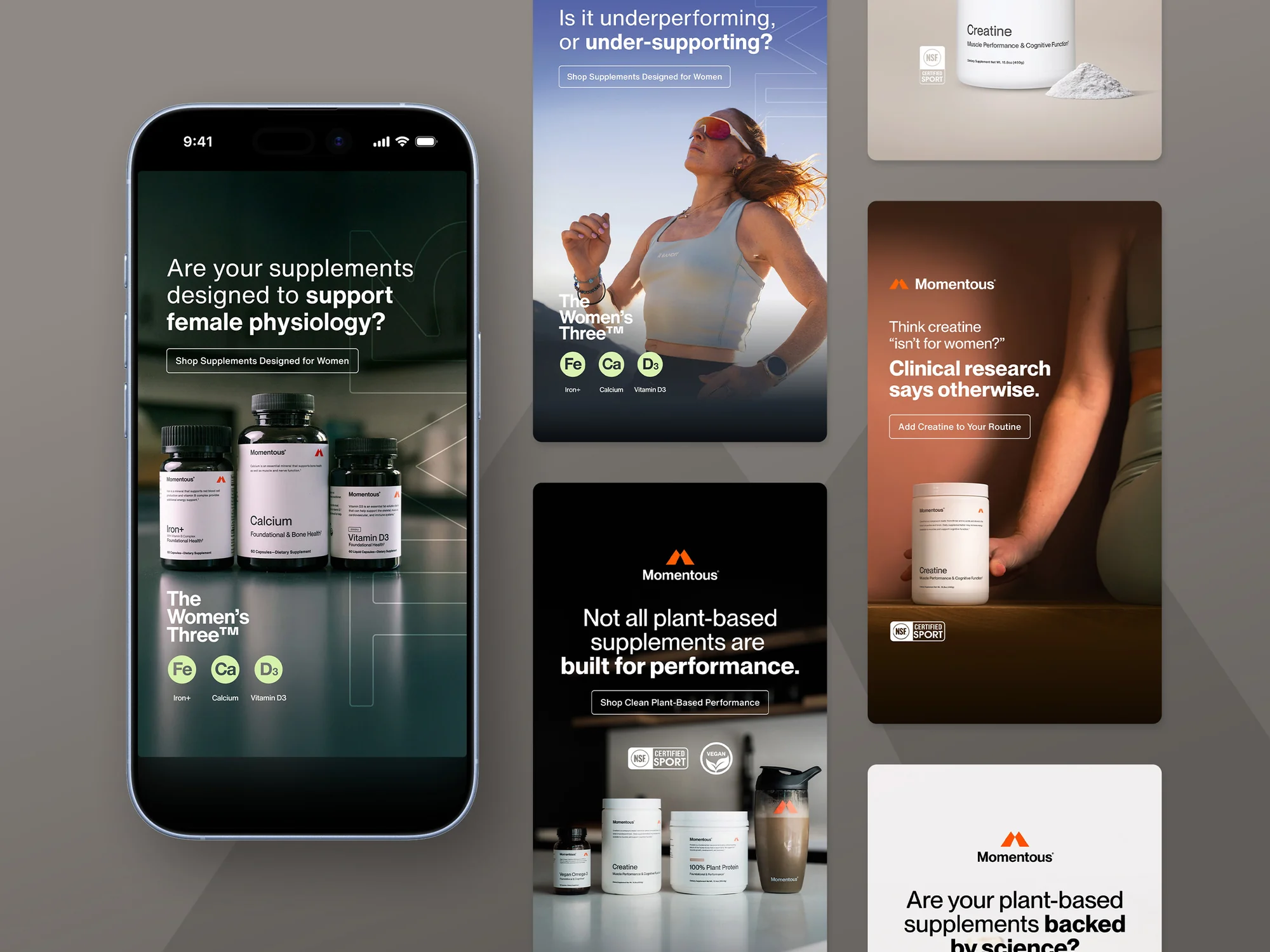 Womens Supplement Ad Suite for Performance Supplement Brand