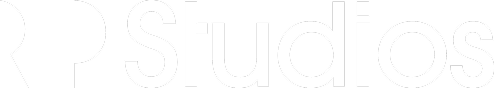 RP Studios logo with stylized 'RP' initials followed by the word 'Studios' in white on a transparent background.