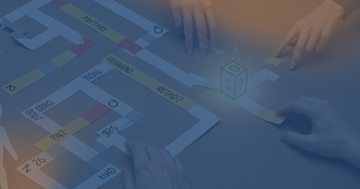 labirinto feito de papel com post-it com desafios