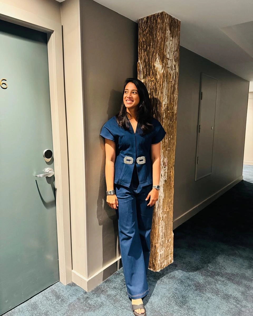 Smriti Mandhana, American Express styled by Vanshika Jain