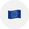 European Union flag with twelve yellow stars arranged in a circle on a blue background.