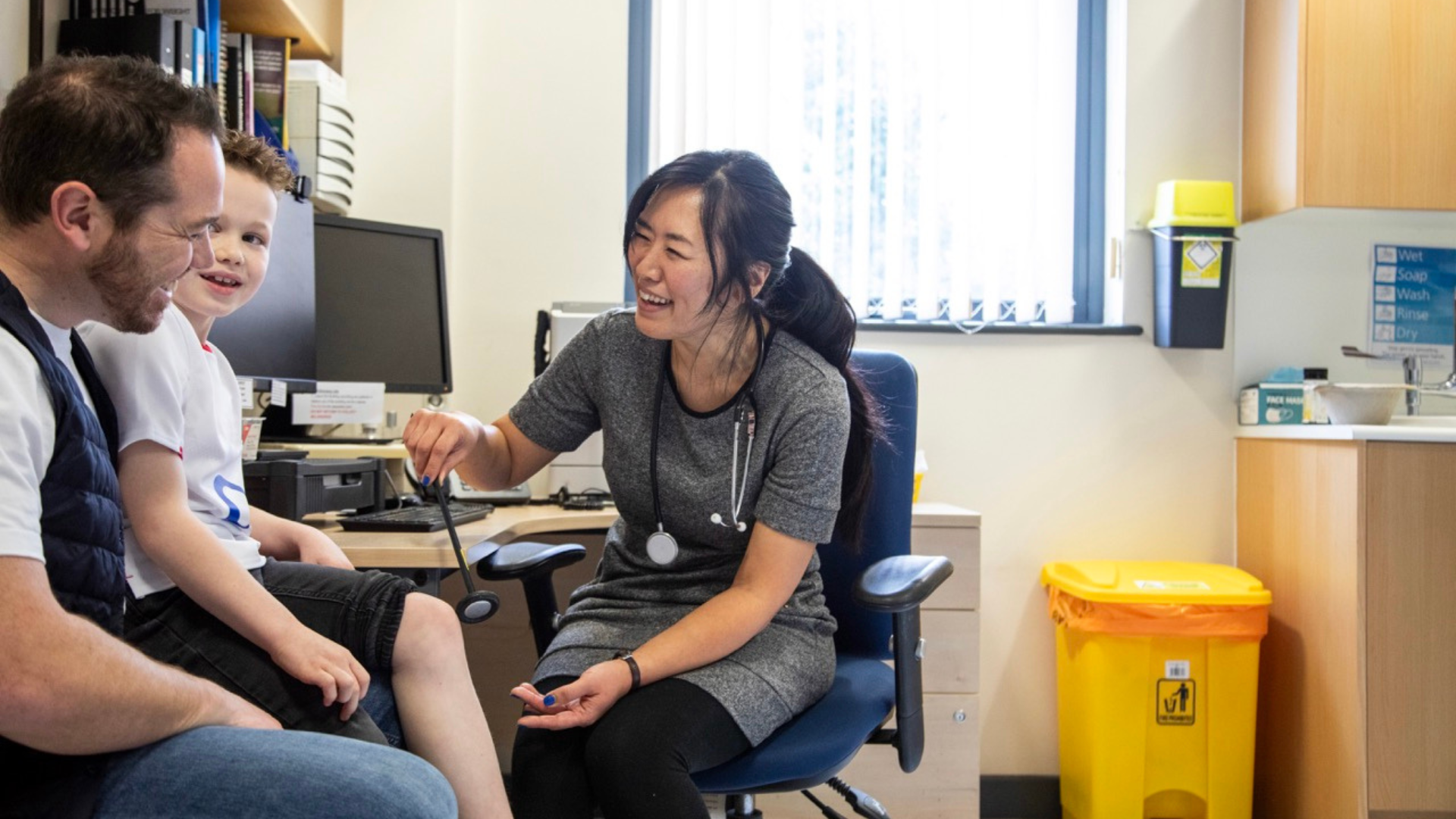 Healthcare professional with patients