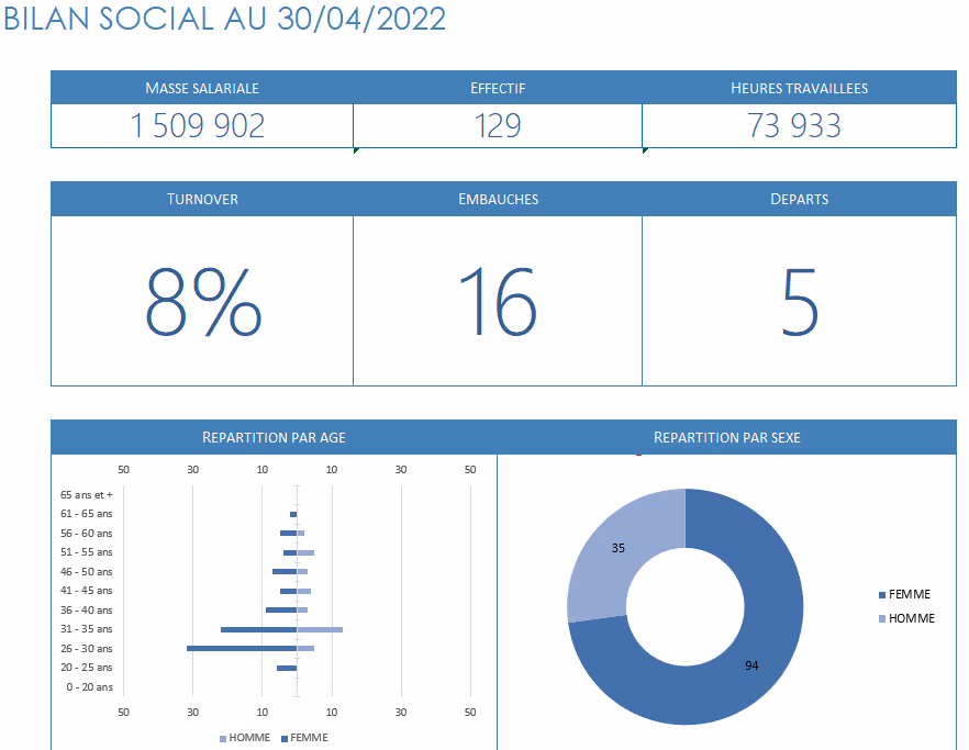 Bilan sociale d'une entreprise - Sage BI Reporting