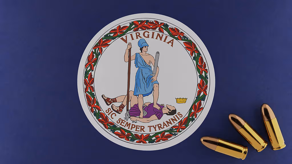 State emblem for Virginia, where a tax credit of up to $300 per person, per year, is available when you buy from a Federally Licensed Dealer in Virginia.