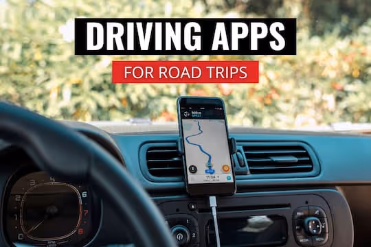 Driving Apps for Road Trips - Maps in a mobile phone inside the car