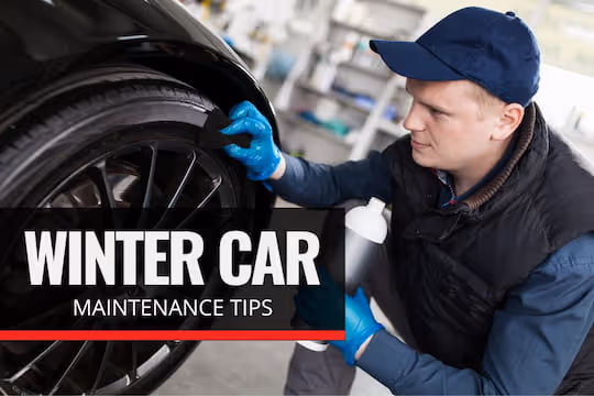 Winter Car Maintenance Tips - Man checking the tires of a car