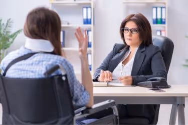 Injured person talking to insurance company