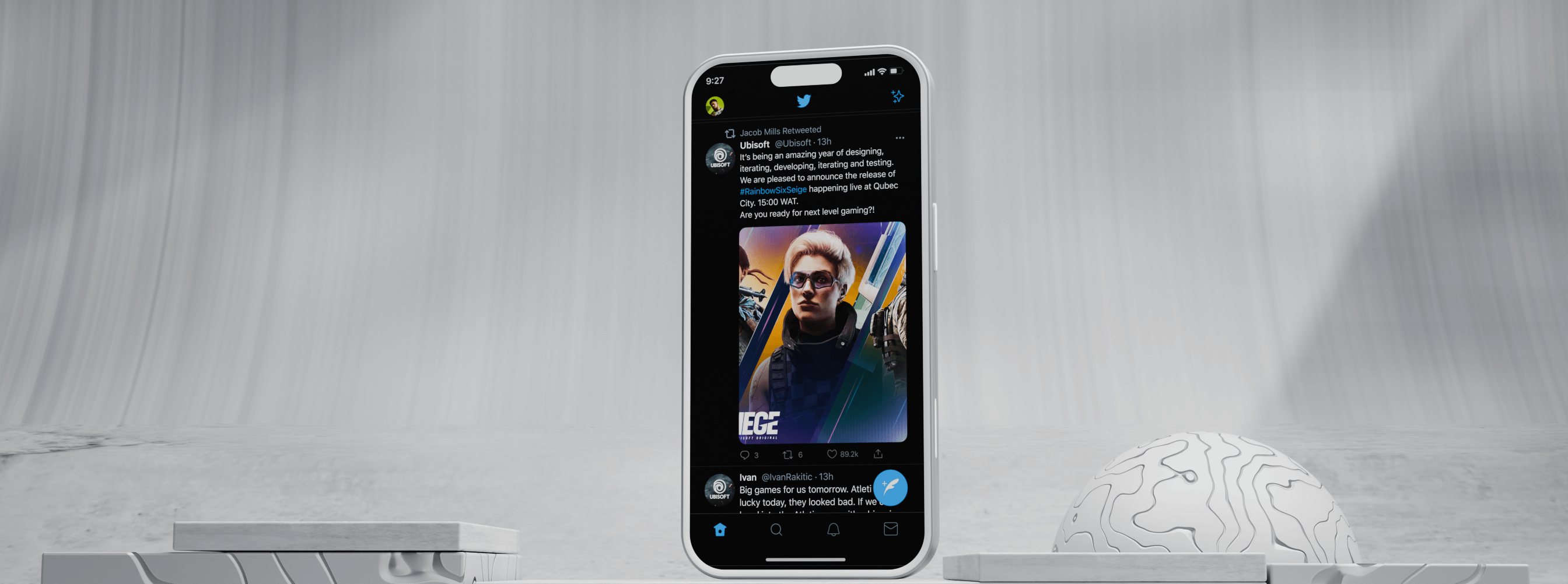 Landscape view of a smartphone on a platform
