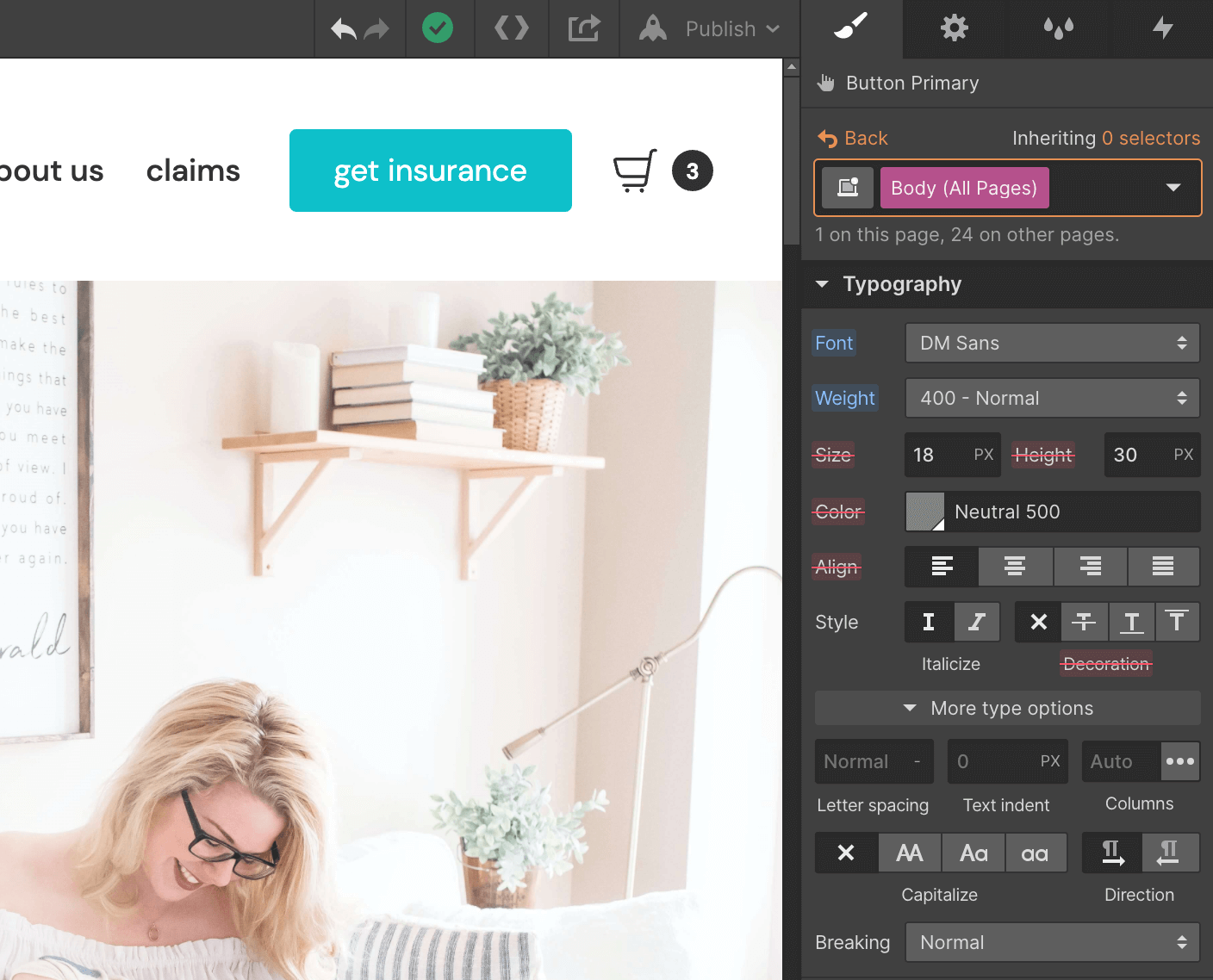 Typography - Care Webflow Template