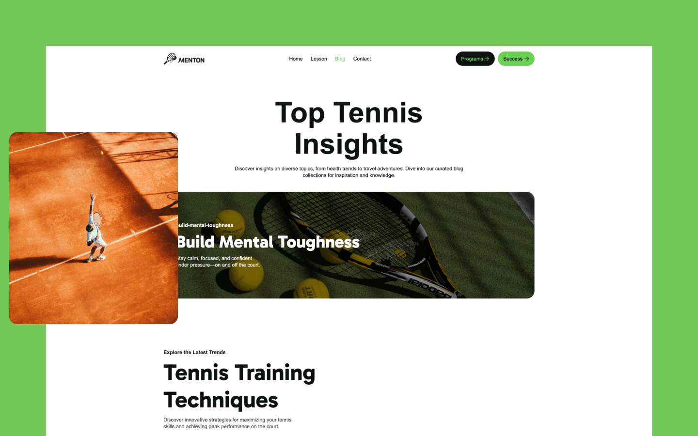 Menton - Coaching Webflow Template. Schönheit und Wellness Category.