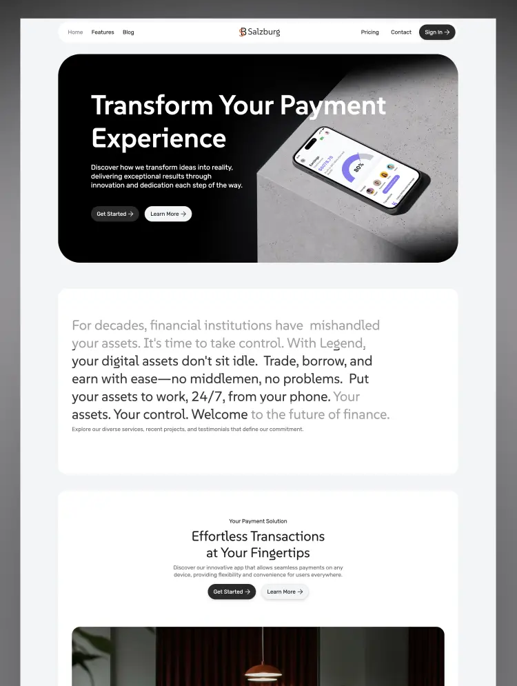 Discover Salzburg, a sleek Webflow finance template. Mobile responsive, CMS-powered, and SEO-friendly—ideal for financial services, pricing, and growth.
