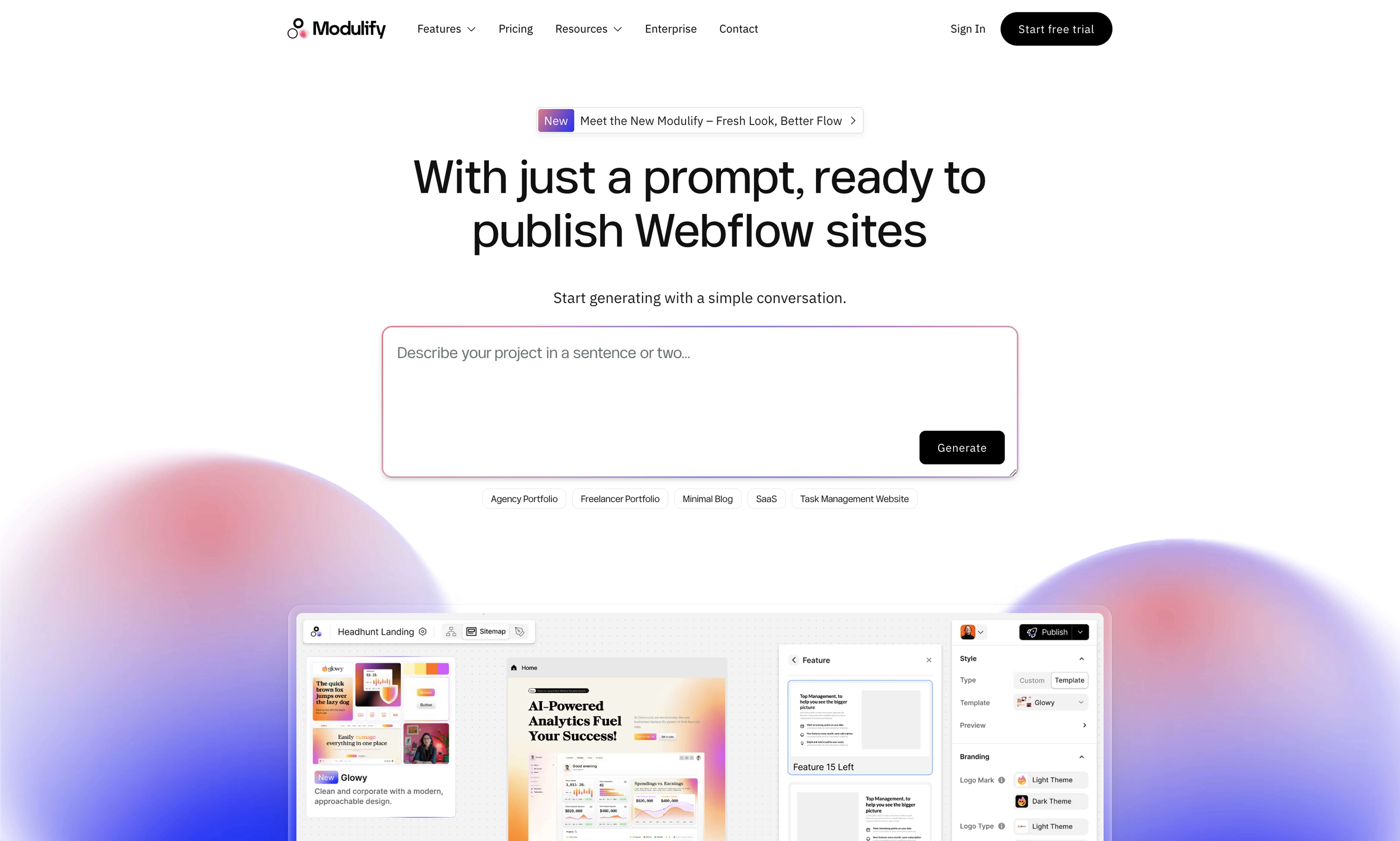 AI website builder – Modulify 