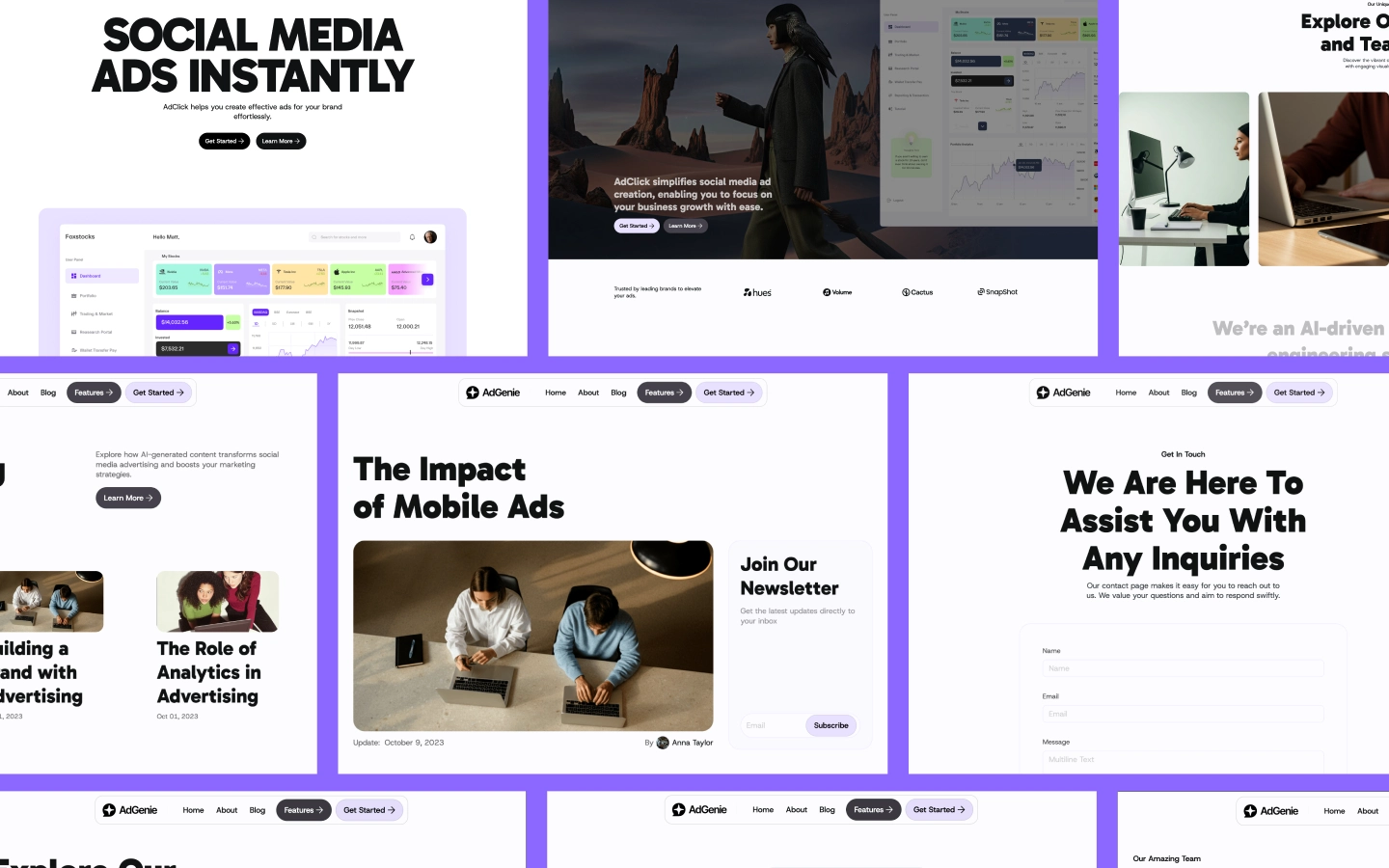AdGenie - SaaS Website Template made in Webflow, crafted with love by www.wedoflow.com