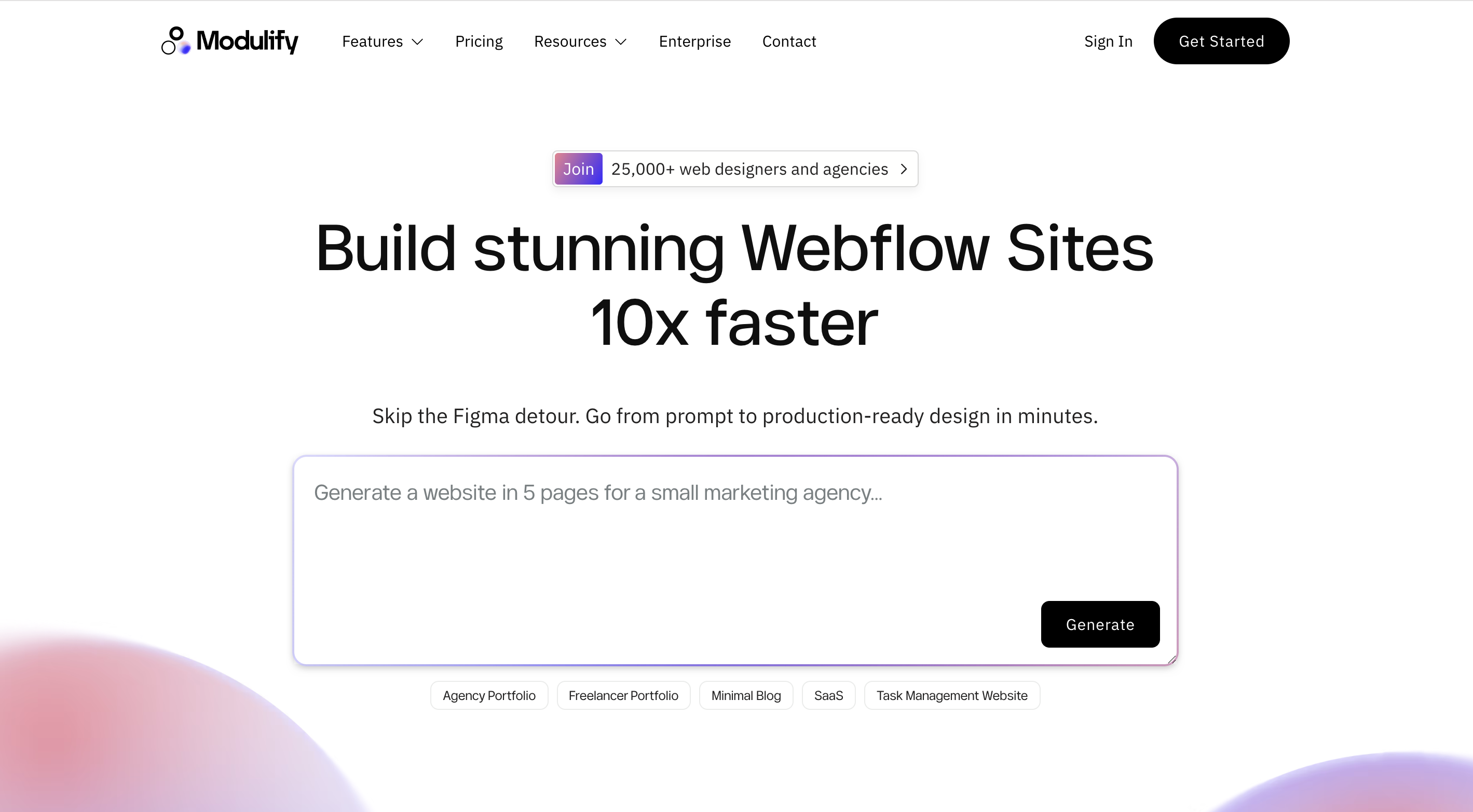Modulify website builder – Build Webflow sites fast with the help of AI