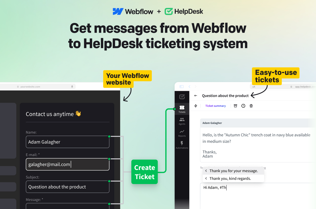 HelpDesk webflow app/integration.