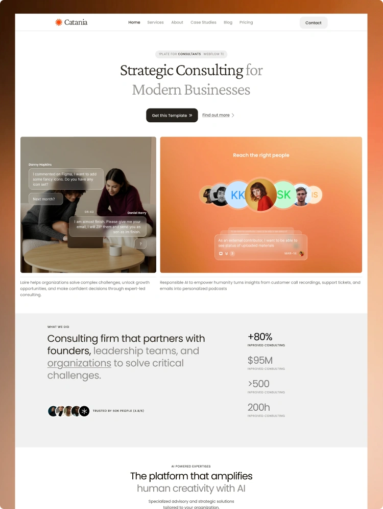 Webflow consulting template and AI-powered advisory businesses. 