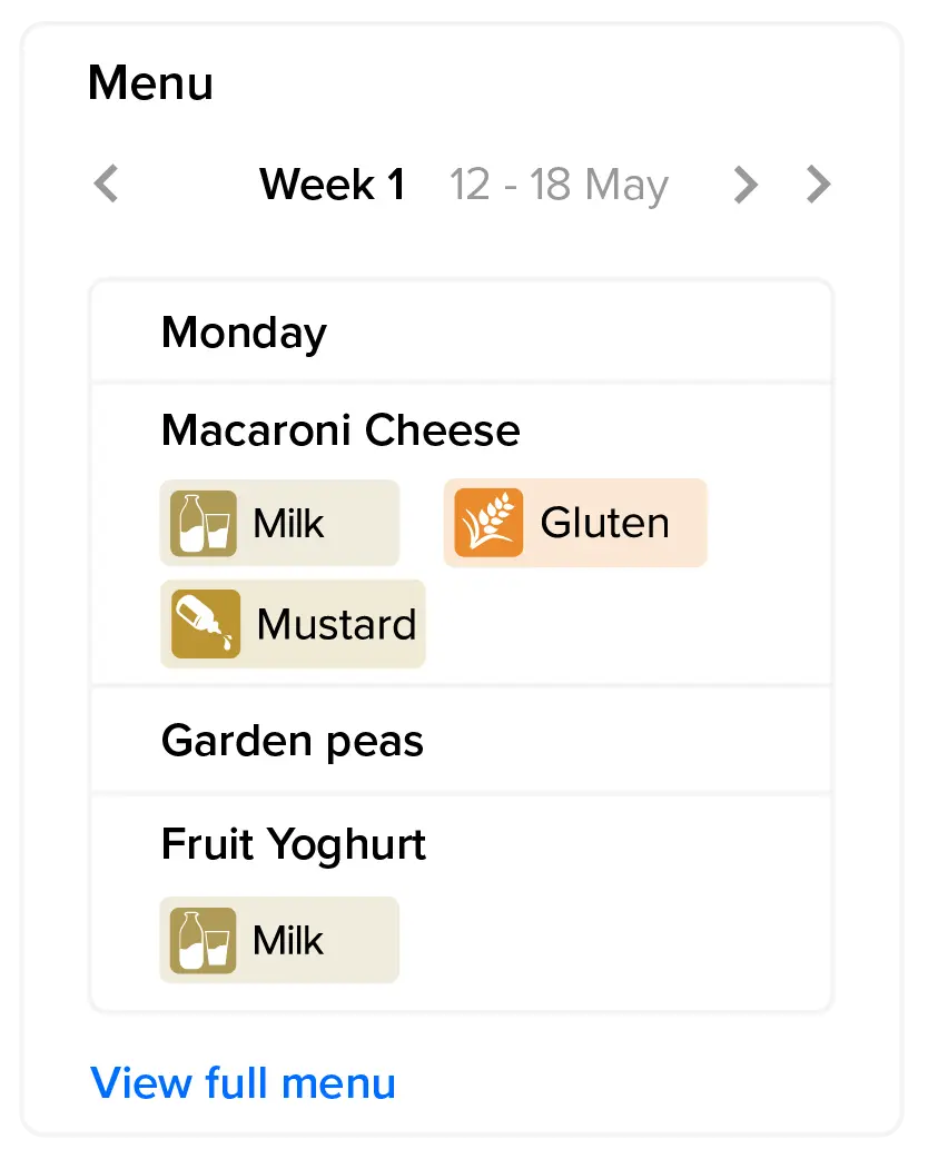 Kafoodle menu and meal planning software using recipe allergen and dietary data.