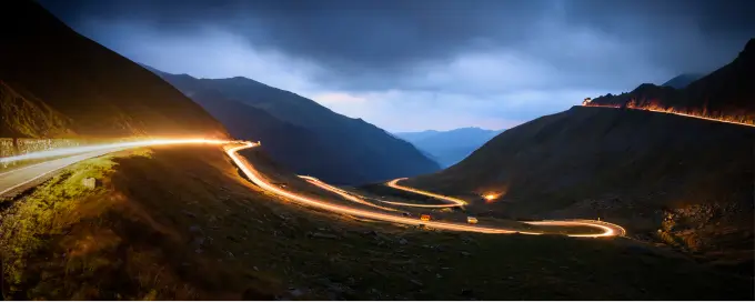 Electrified street in mountains