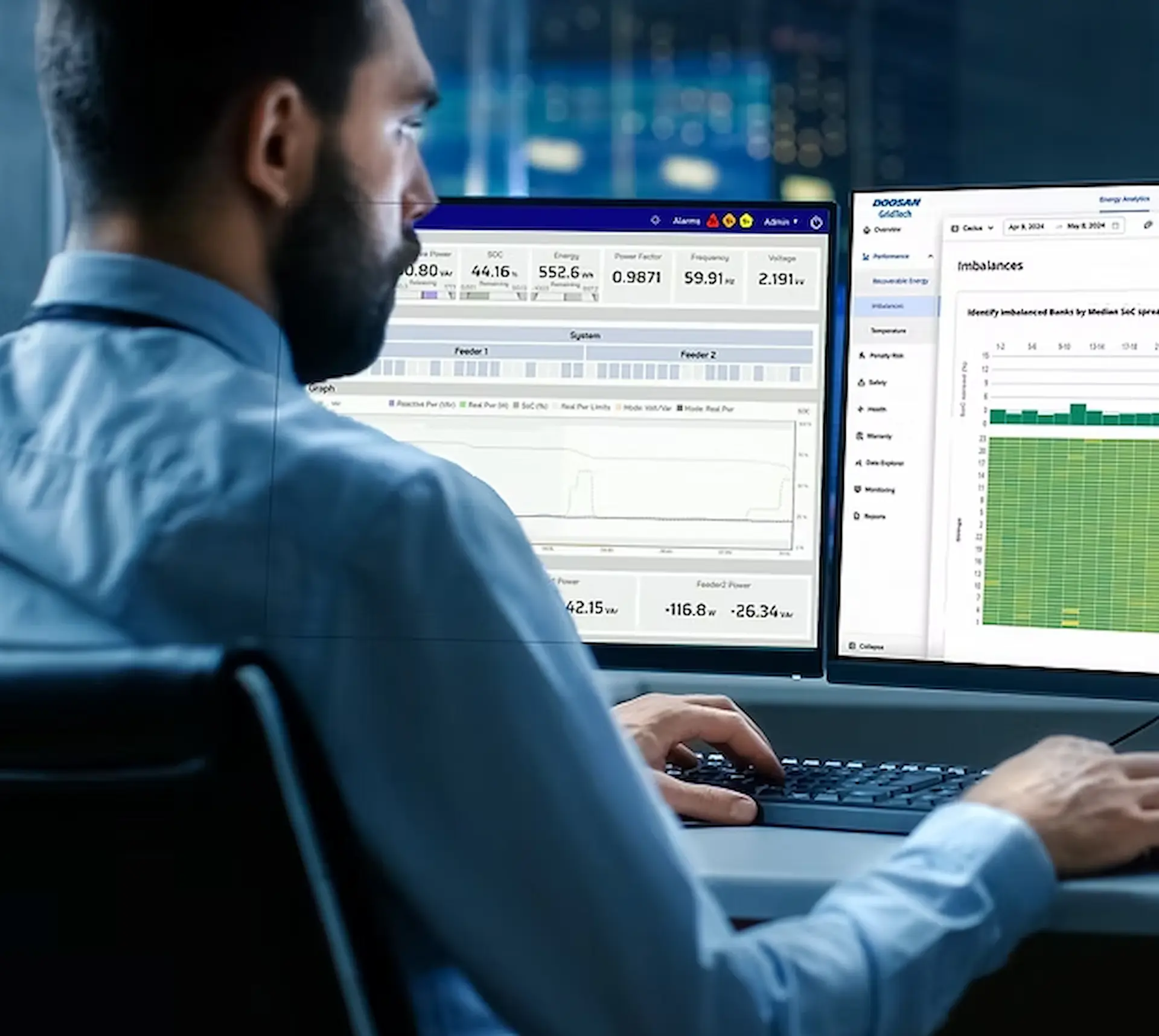 Man looking at a screen