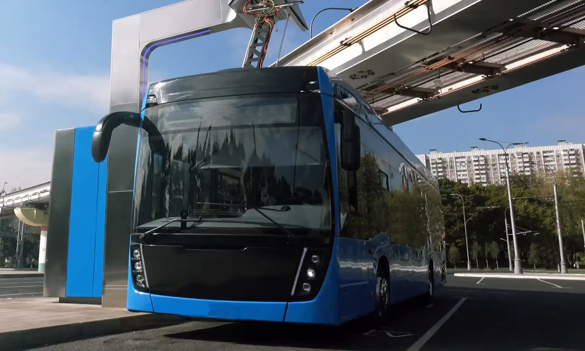 Electric Bus blue charging