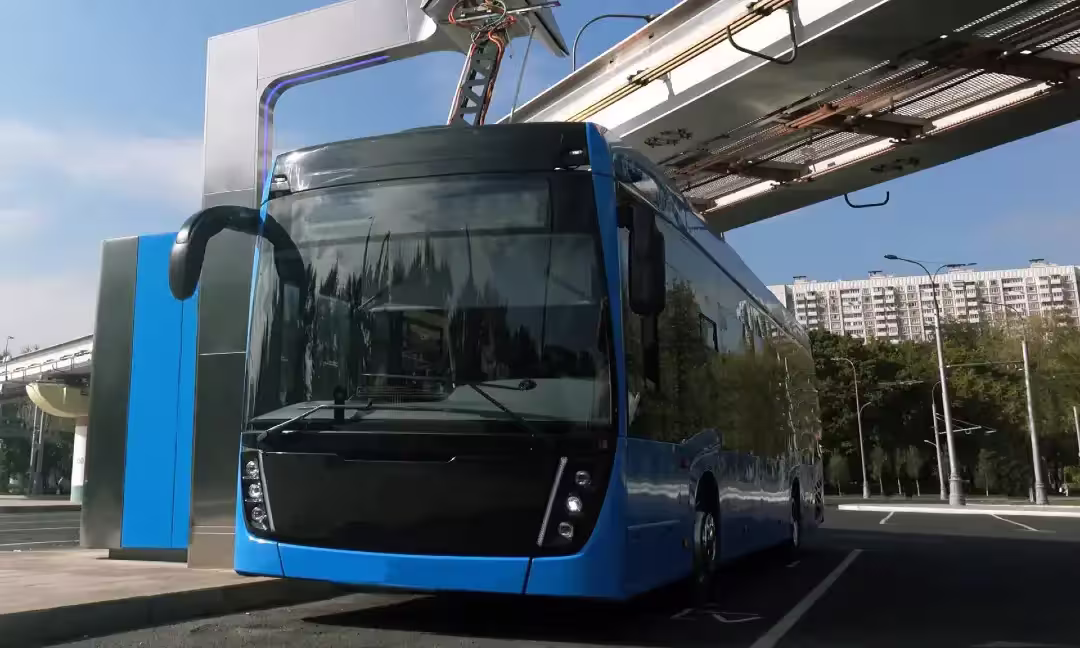 Electric Bus blue charging