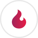An icon with a red flame on it.
