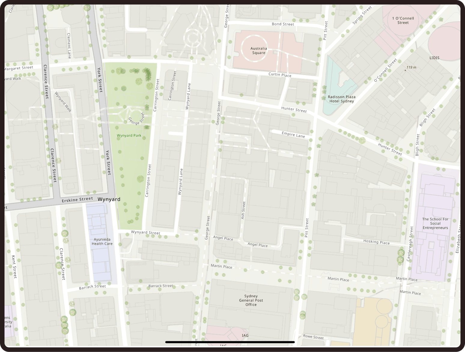 A map of a city with lots of streets.