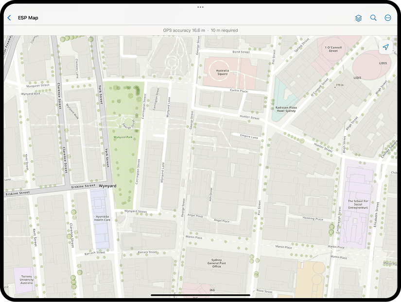 A map of a city on a tablet.