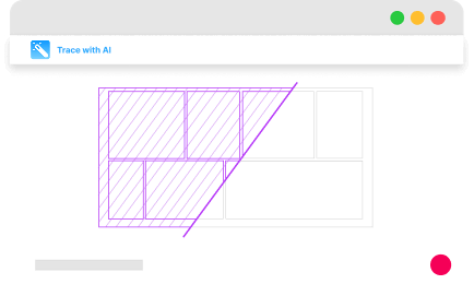 A digital interface illustration demonstrating an AI tracing feature for floor plans.