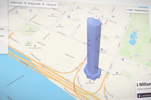 A map with a blue marker on it.