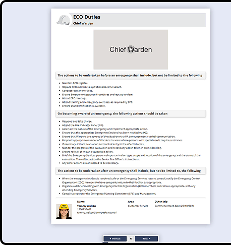 A screen shot of a web page with a title ECO Duties.