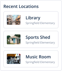 A screenshot with a list of recent location