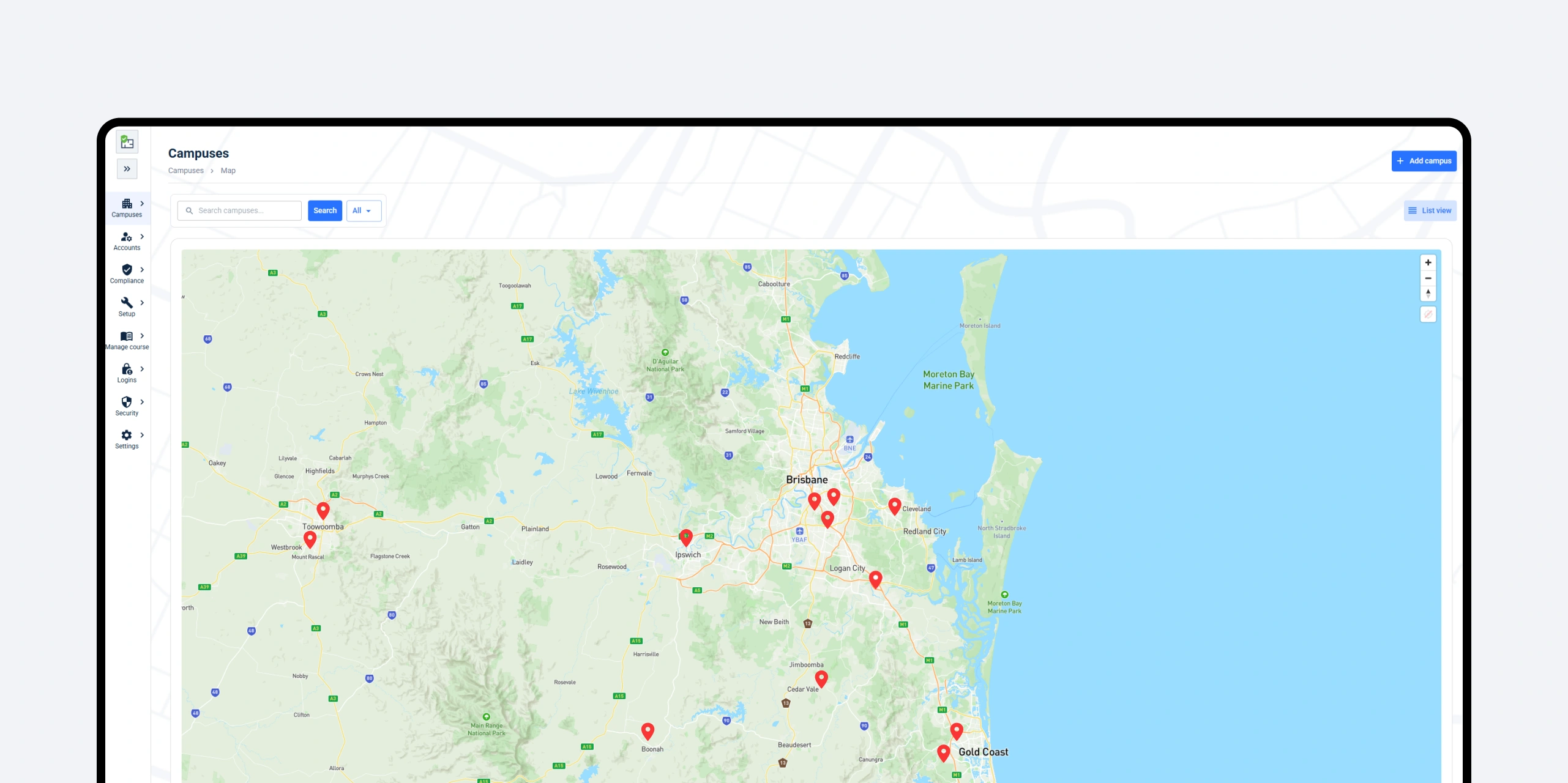 A screenshot of the PlanSafe platform showing a map