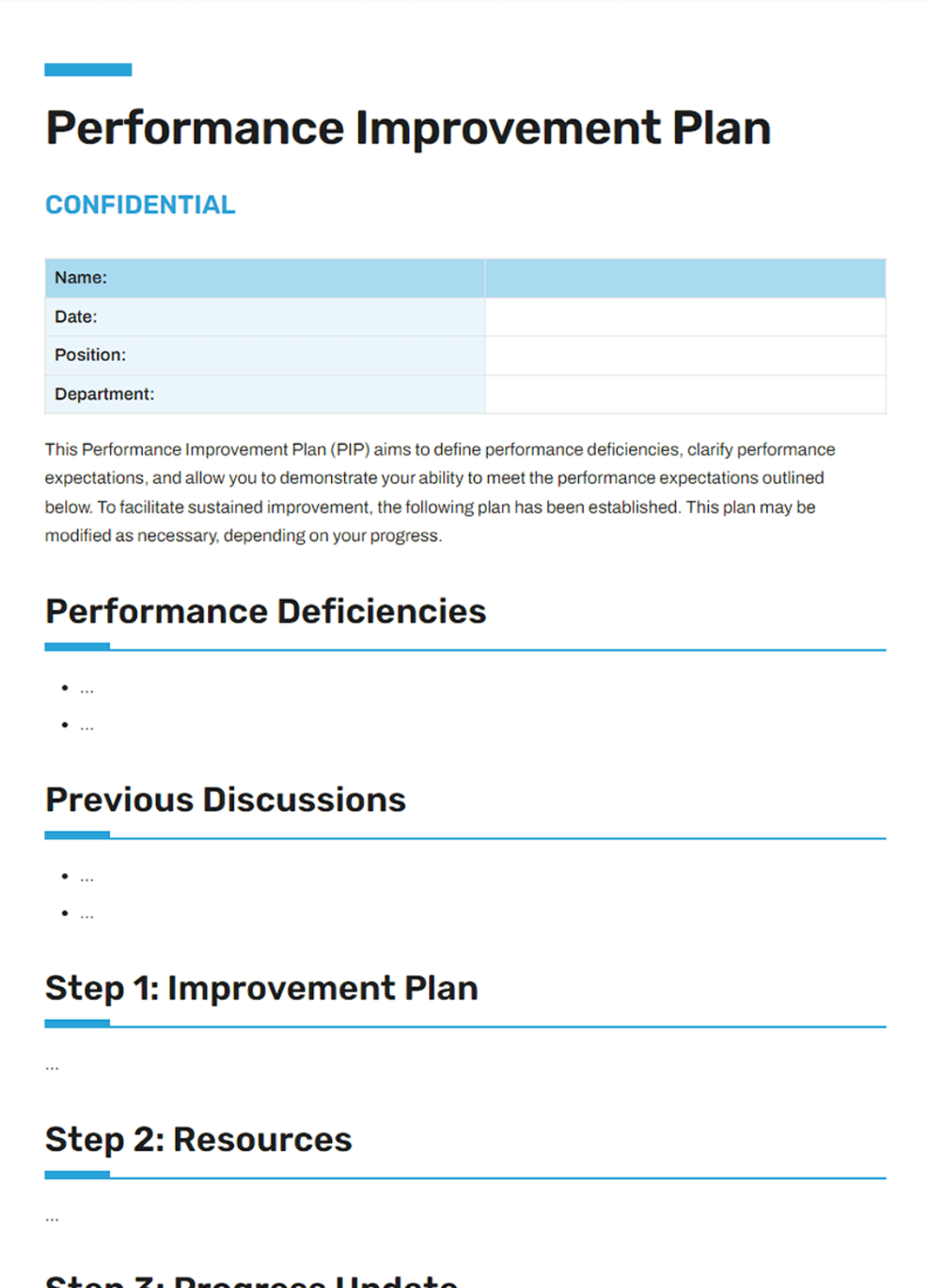 Performance Improvement Plan Template Bit ai