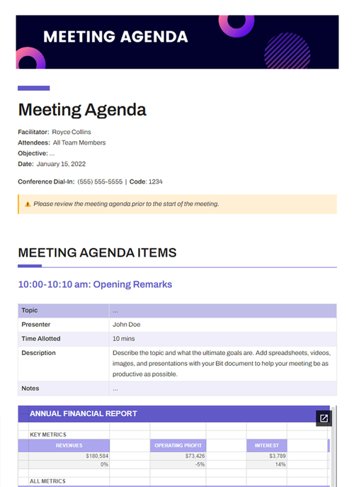 Meeting Agenda by bit.ai