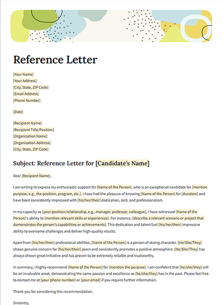 Reference Letter by bit.ai