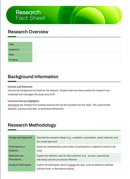 Research Fact Sheet by bit.ai