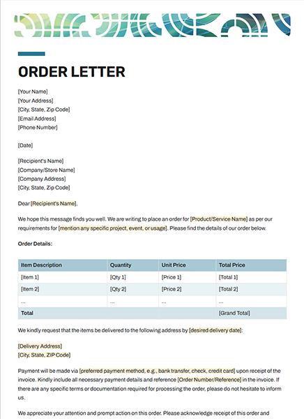 Order Letter by bit.ai