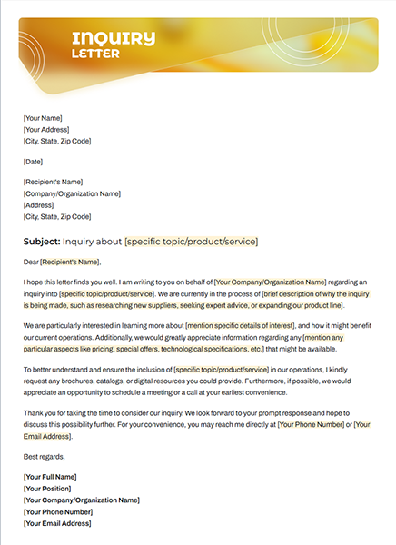 Inquiry Letter by bit.ai