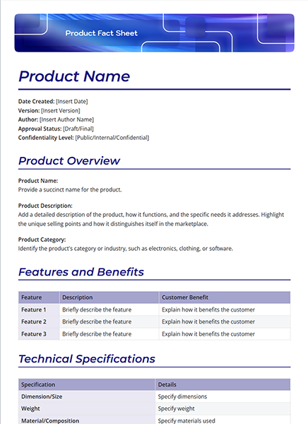 Product Fact Sheet by bit.ai
