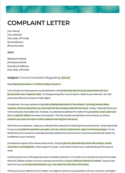 Complaint Letter by bit.ai