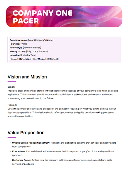 Company One Pager by bit.ai