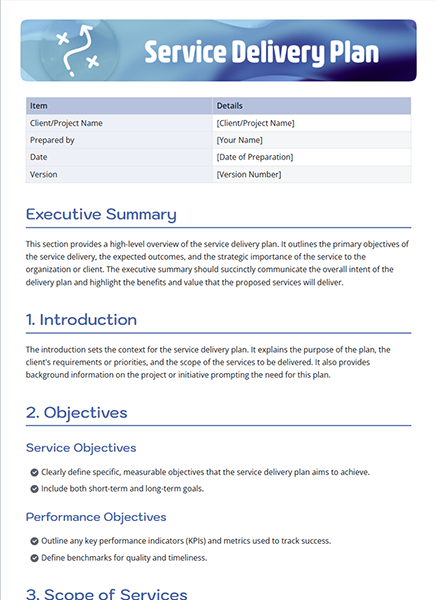 Service Delivery Plan by bit.ai