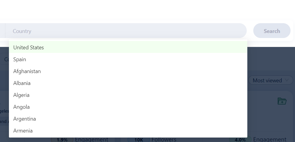 Location filter with Heepsy