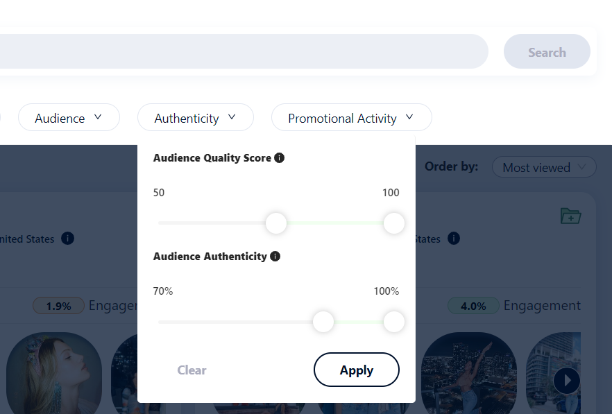 The authenticity filter on Heepsy