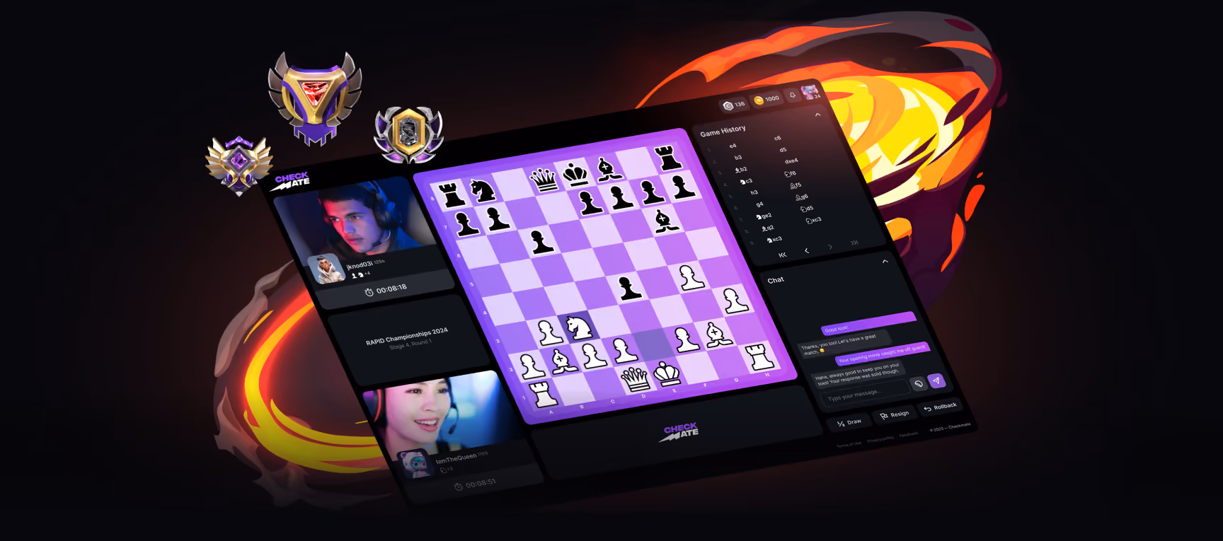 Face to Face online chess with video, chat and rewards