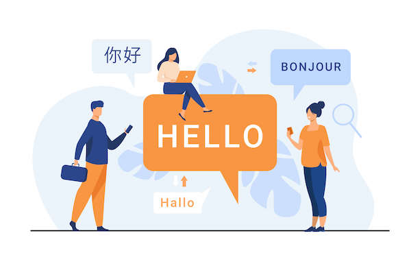 Ilustración de cómo saludar en diferentes idiomas. 